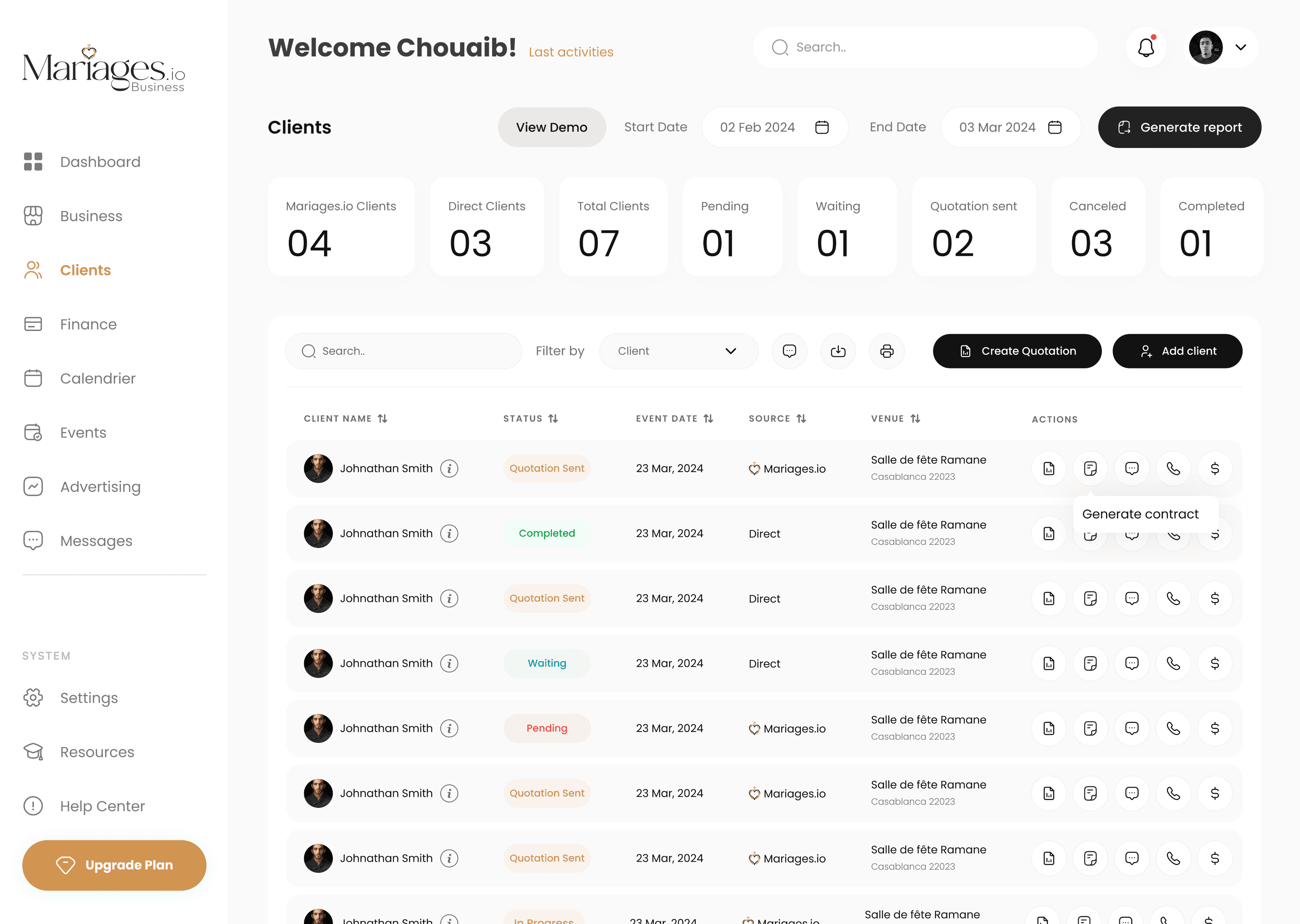 Simplifiez la gestion client avec Notre puissant CRM événementiel