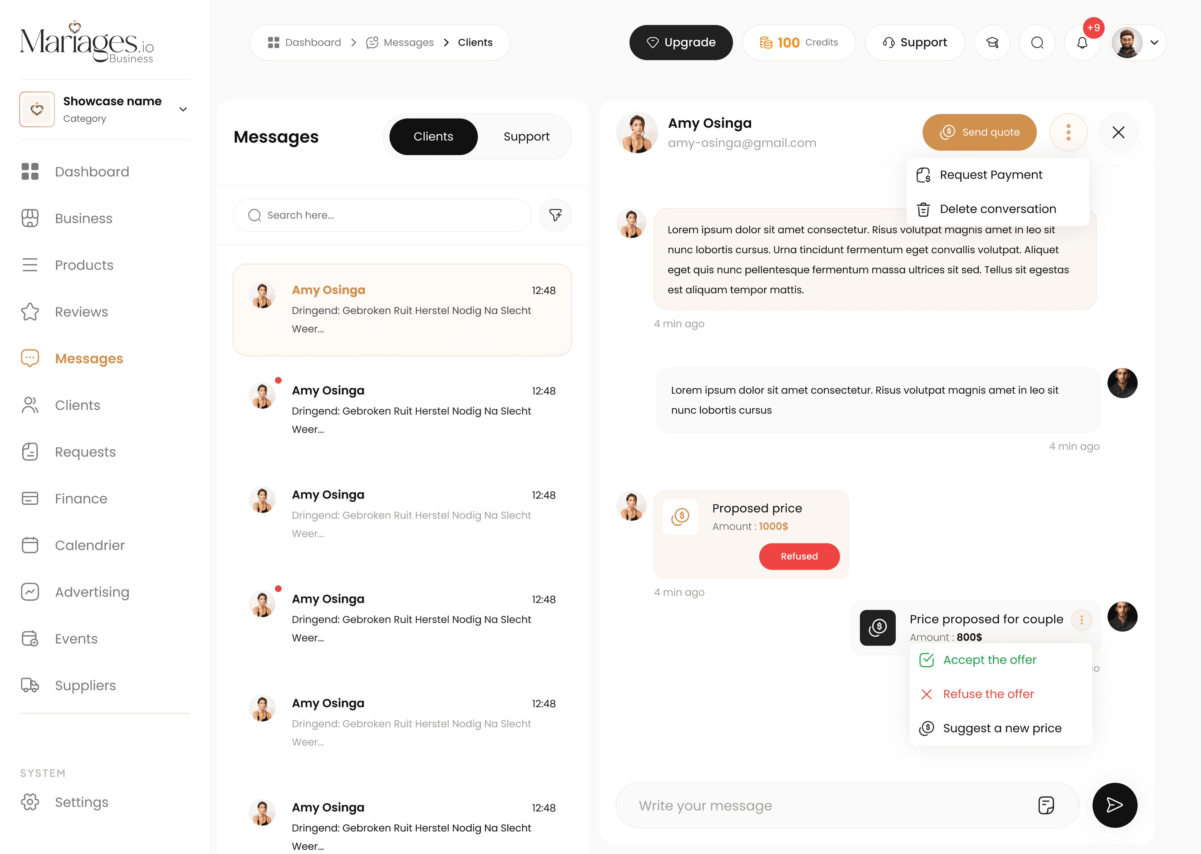 Tous vos messages et négociations, au même endroit